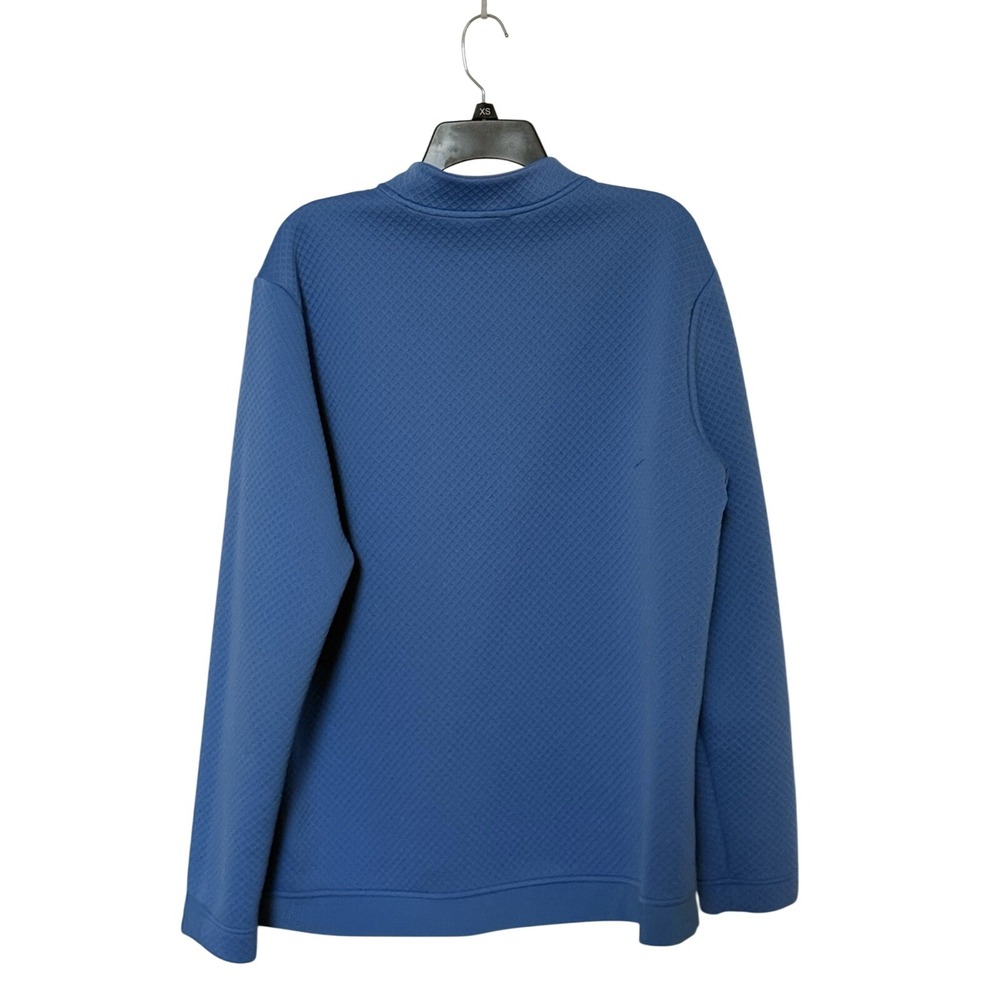 Adidas Mens Quarter Zip Pullover Blue Textured Waffle Knit Golf Jacket Large - Picture 2 of 2